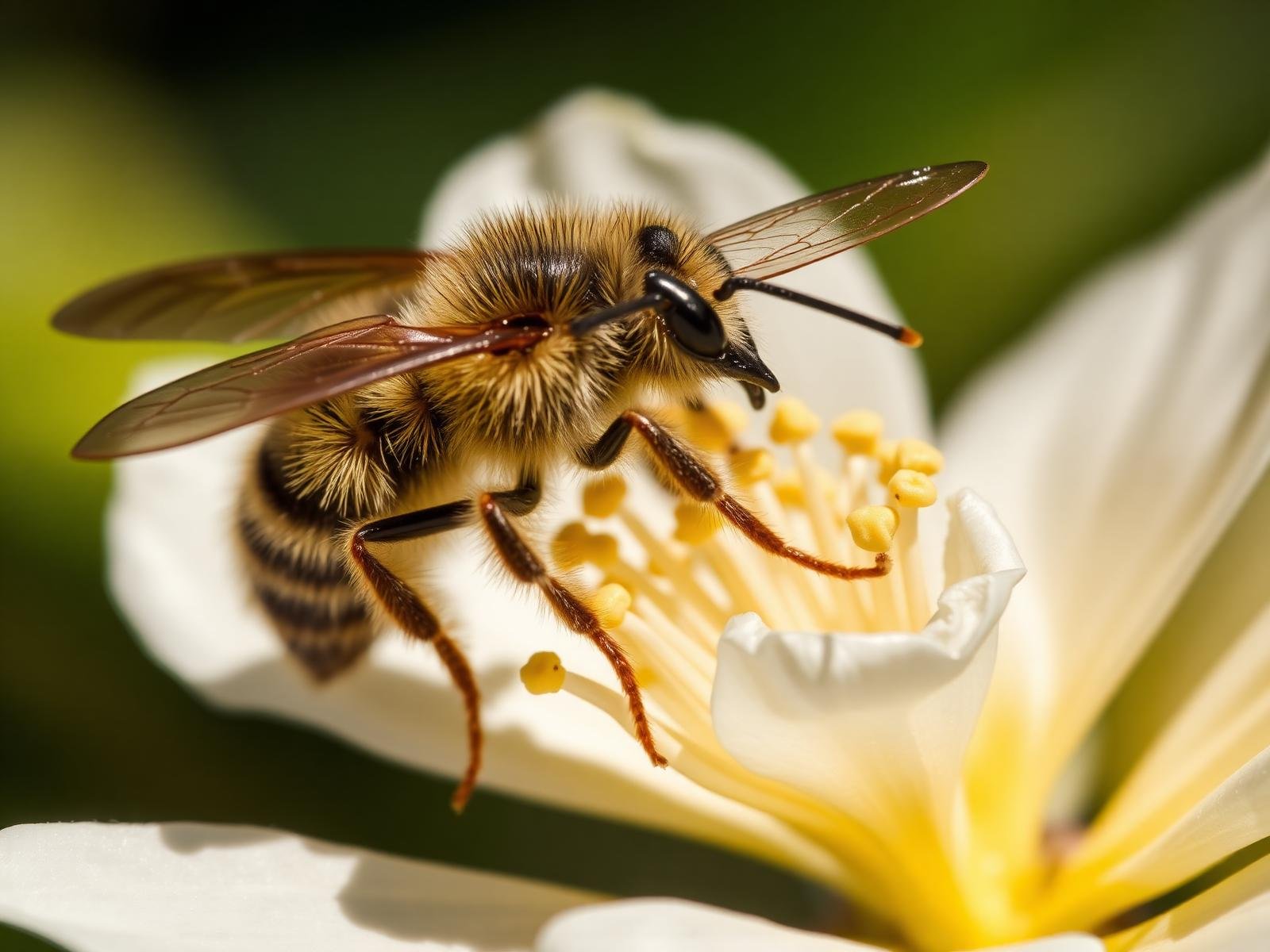 Abeja nativa polinizando